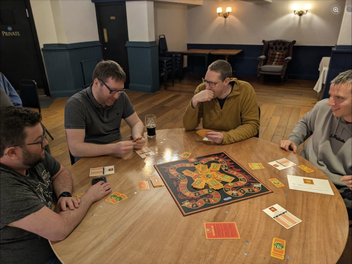 Board games set up during an ELBG meetup